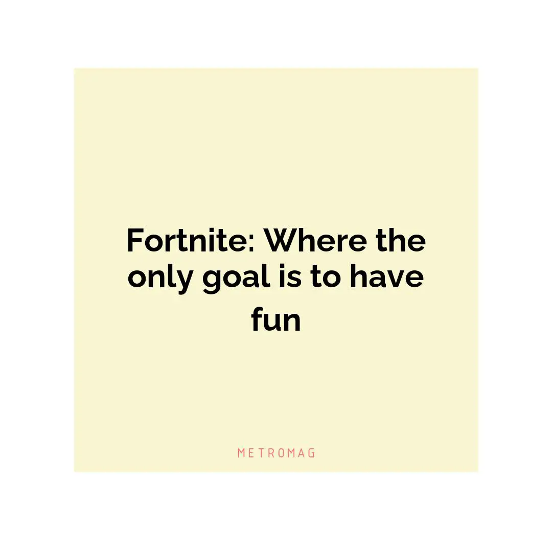 Fortnite: Where the only goal is to have fun