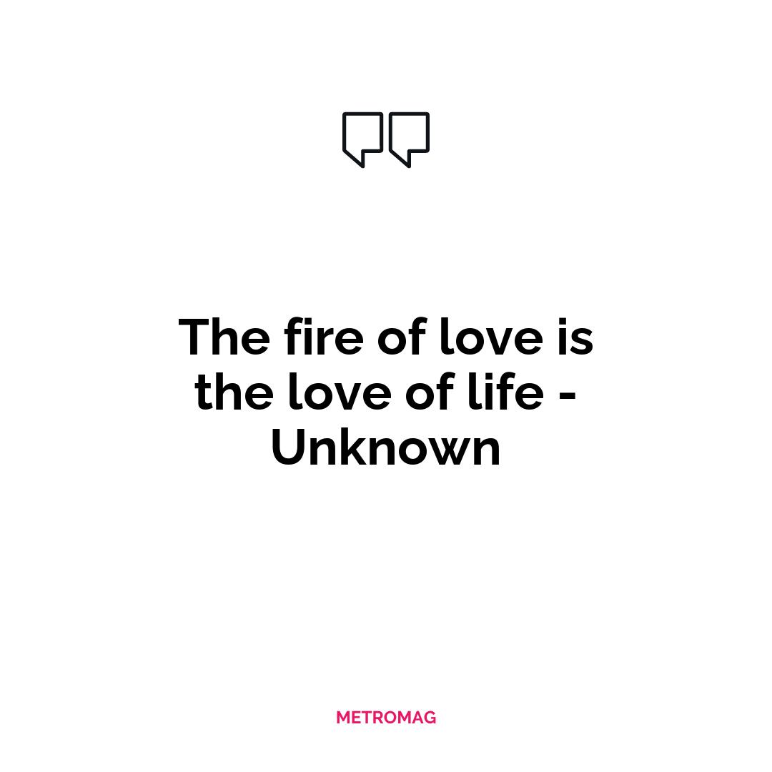 The fire of love is the love of life - Unknown