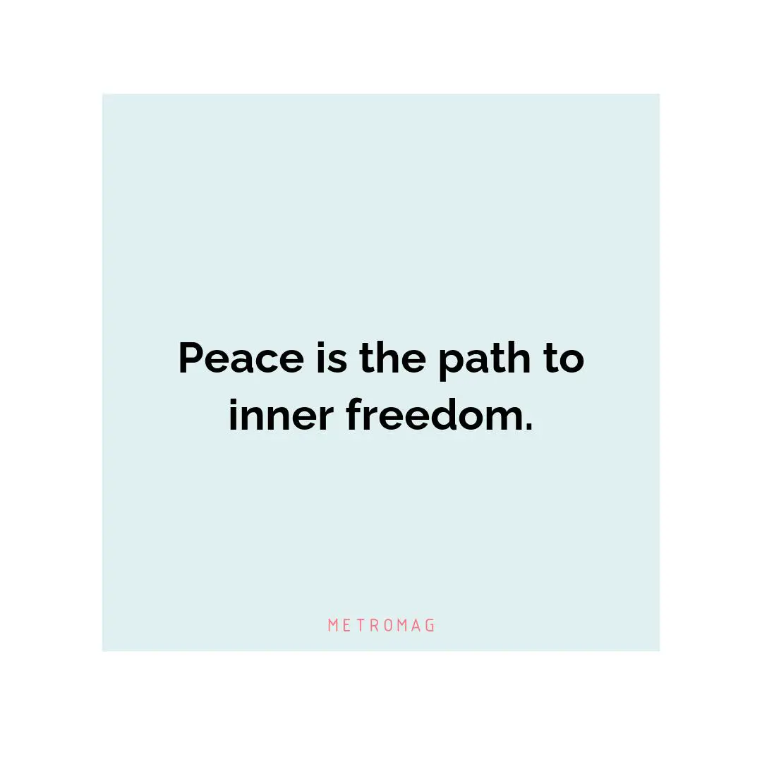 Peace is the path to inner freedom.
