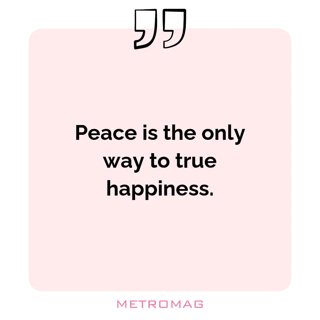 Peace is the only way to true happiness.