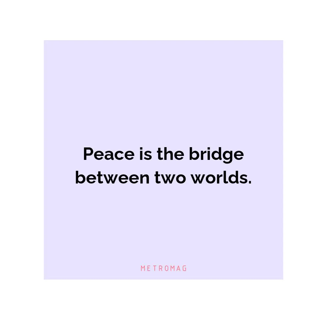 Peace is the bridge between two worlds.