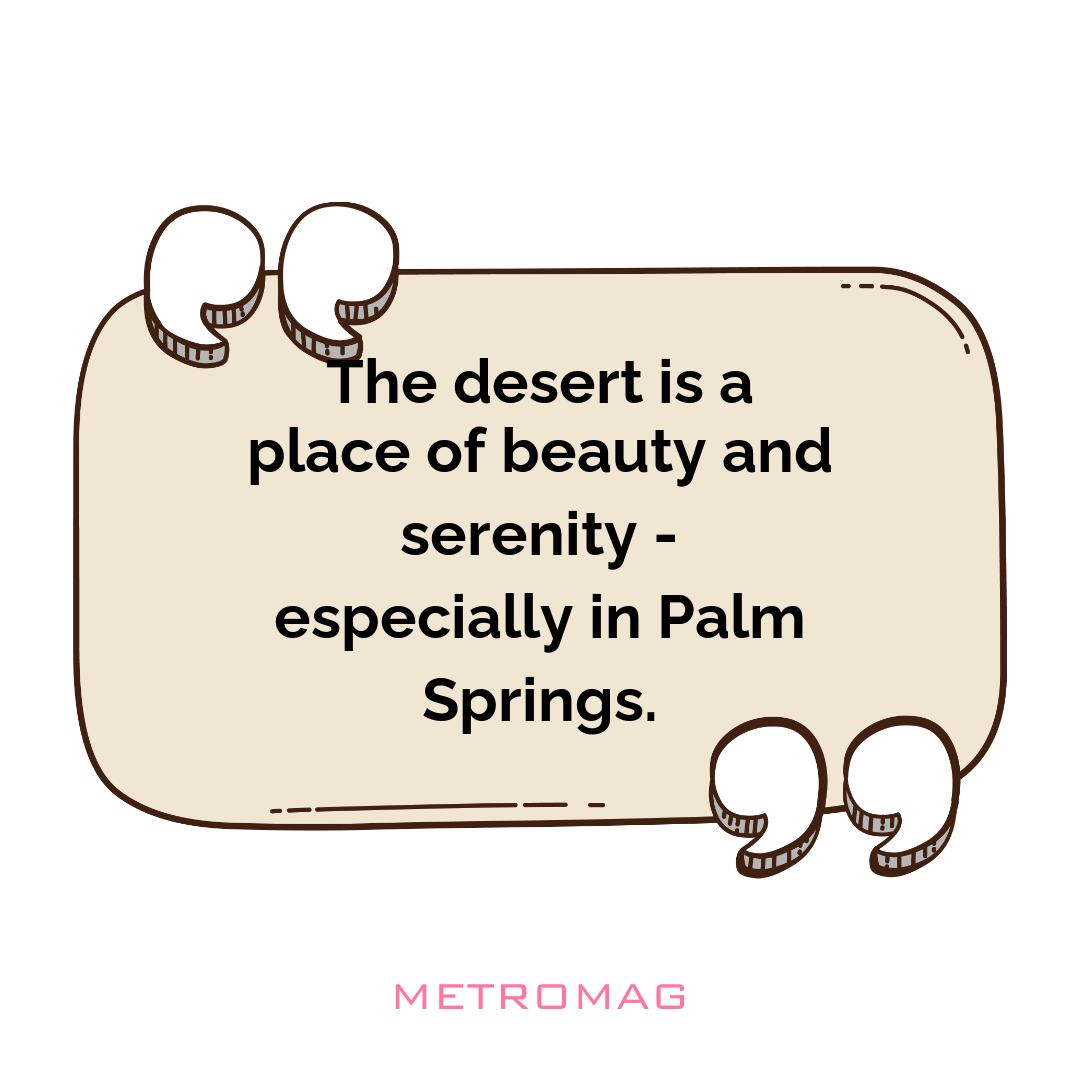 The desert is a place of beauty and serenity - especially in Palm Springs.
