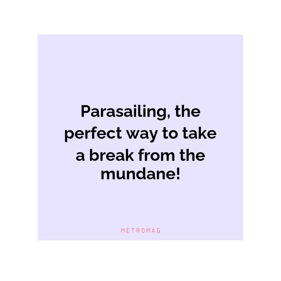 Parasailing, the perfect way to take a break from the mundane!