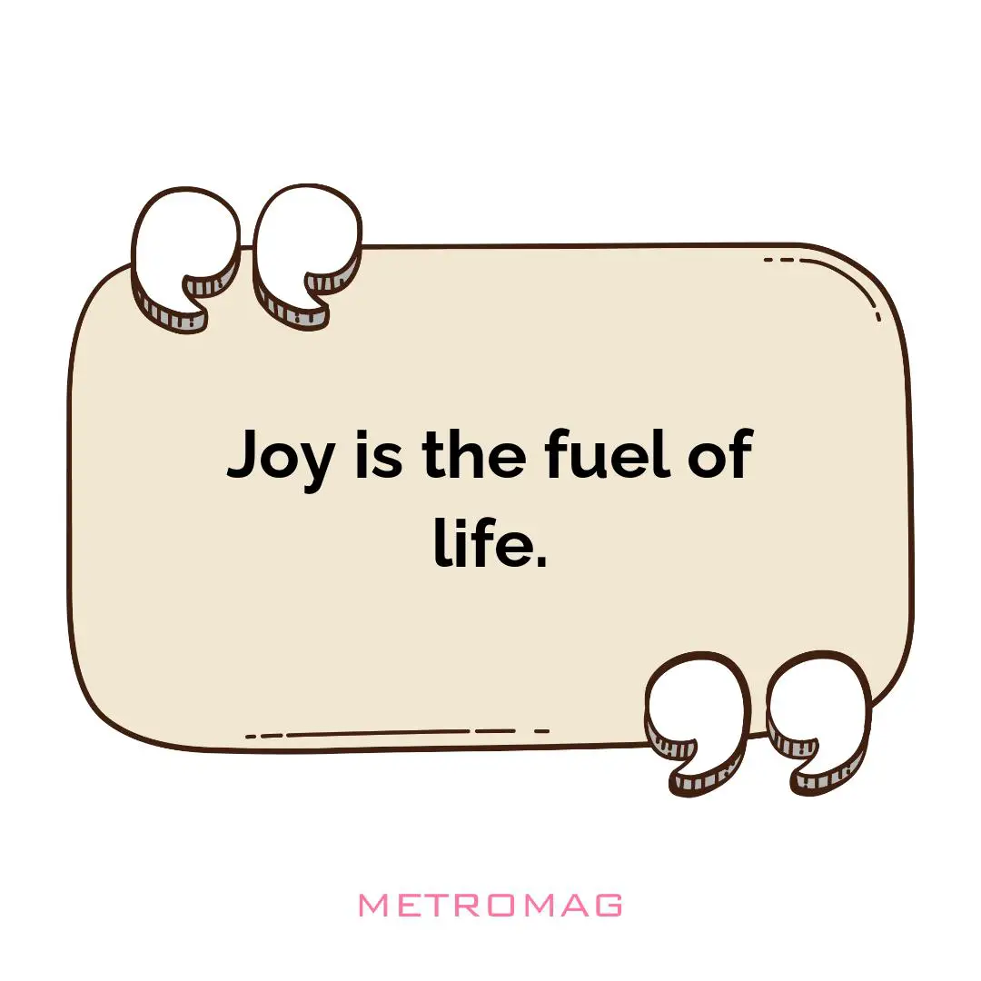Joy is the fuel of life.