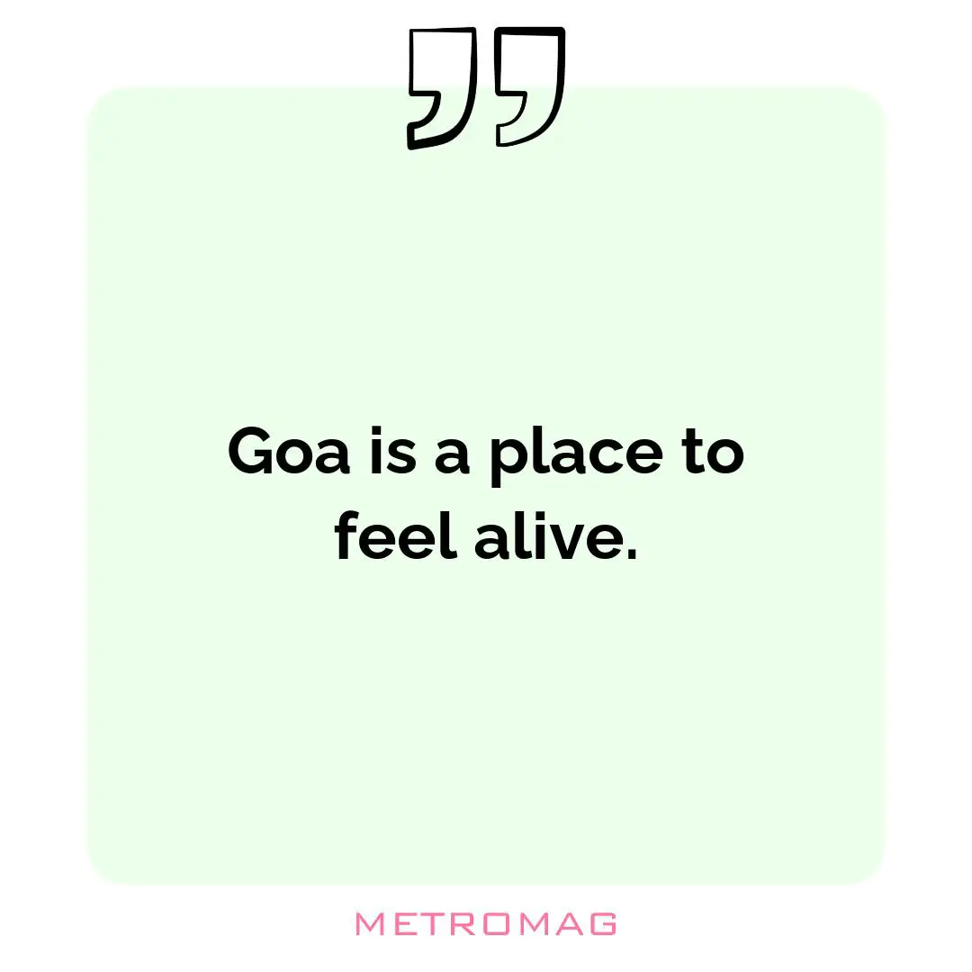 Goa is a place to feel alive.