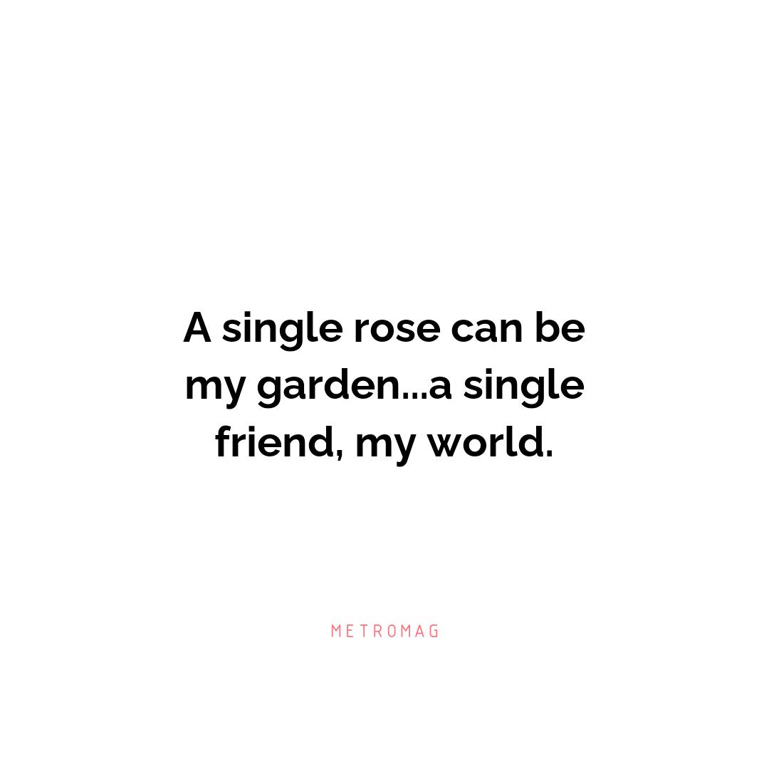 A single rose can be my garden...a single friend, my world.