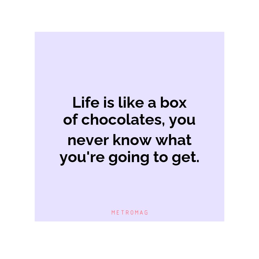 Life is like a box of chocolates, you never know what you're going to get.