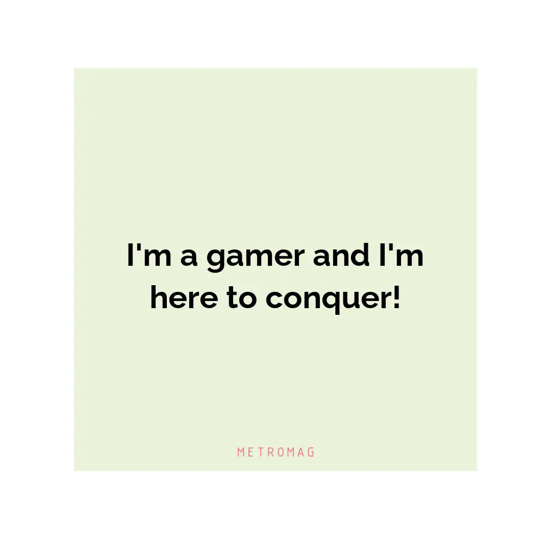 I'm a gamer and I'm here to conquer!