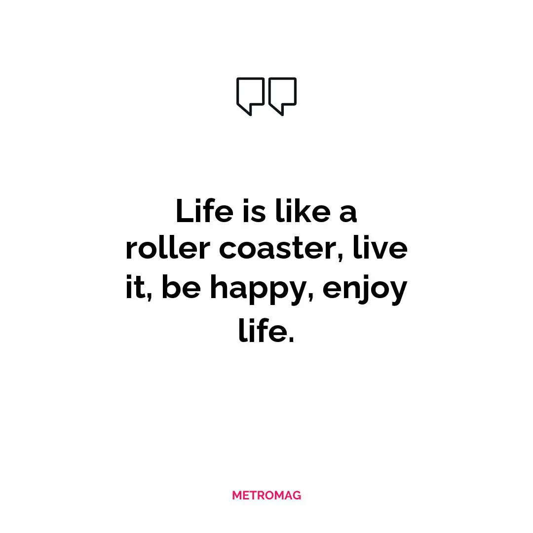 Life is like a roller coaster, live it, be happy, enjoy life.