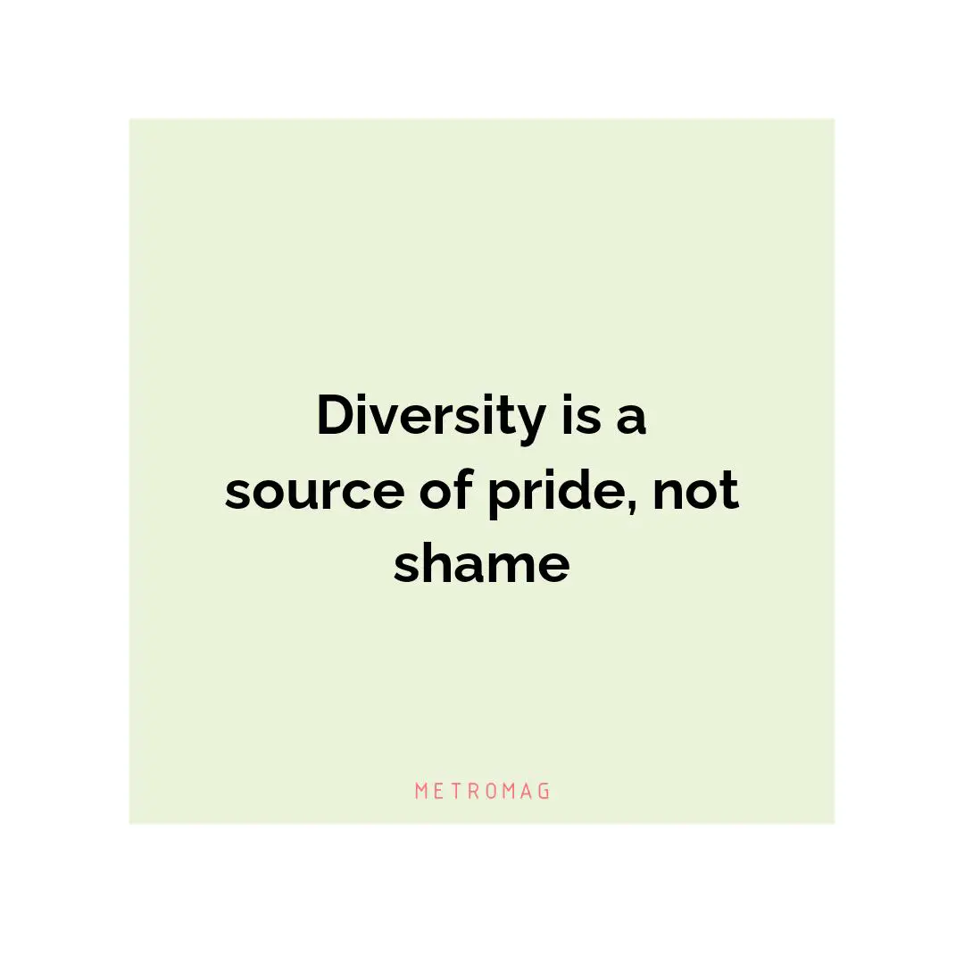 Diversity is a source of pride, not shame