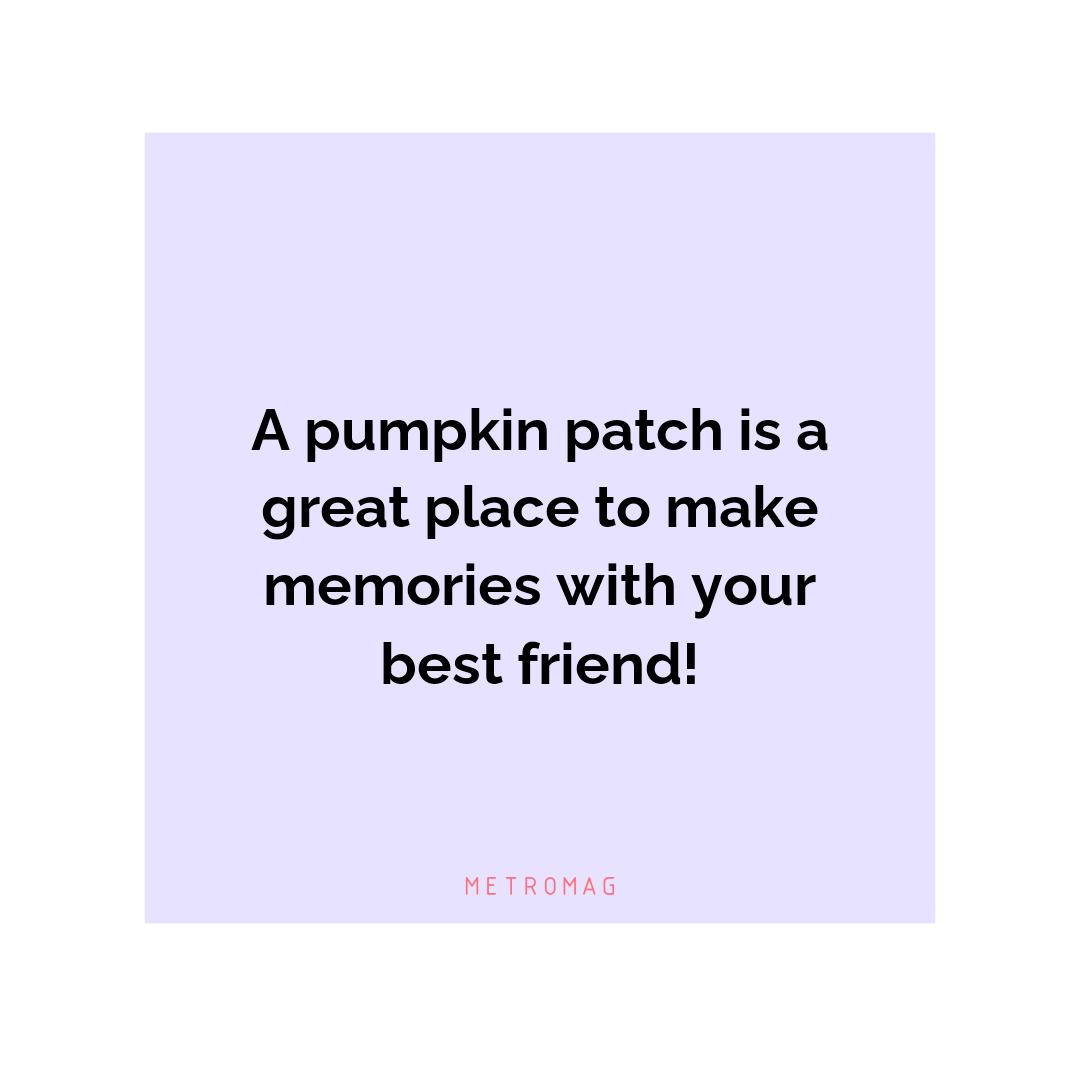A pumpkin patch is a great place to make memories with your best friend!