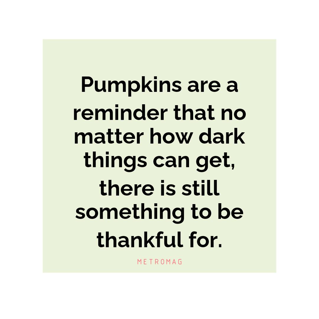 Pumpkins are a reminder that no matter how dark things can get, there is still something to be thankful for.