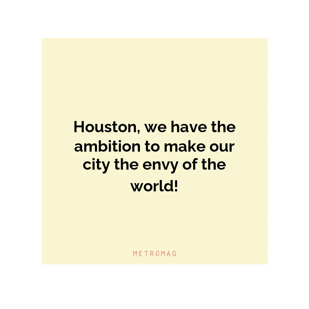 Houston, we have the ambition to make our city the envy of the world!