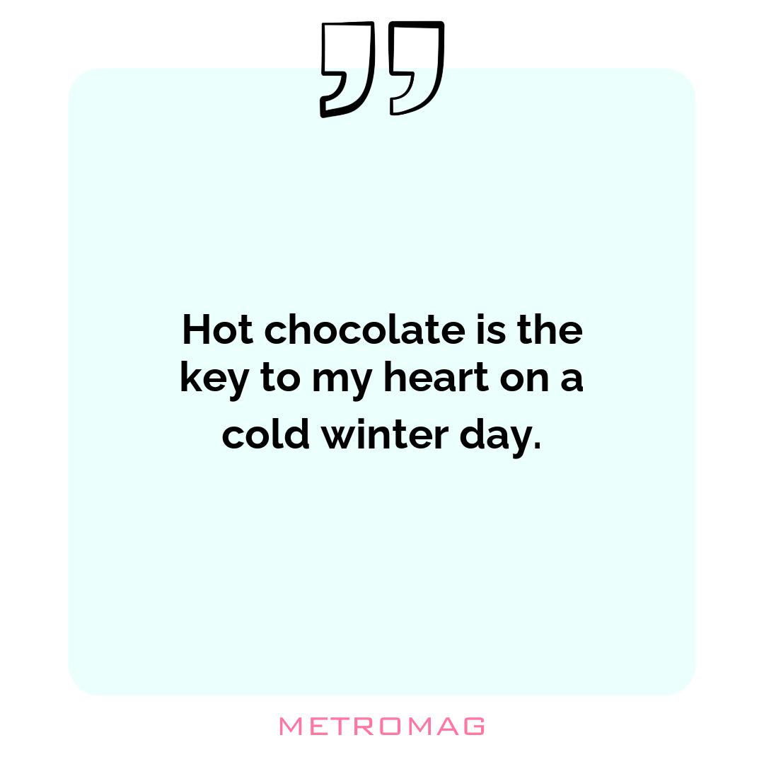 Hot chocolate is the key to my heart on a cold winter day.