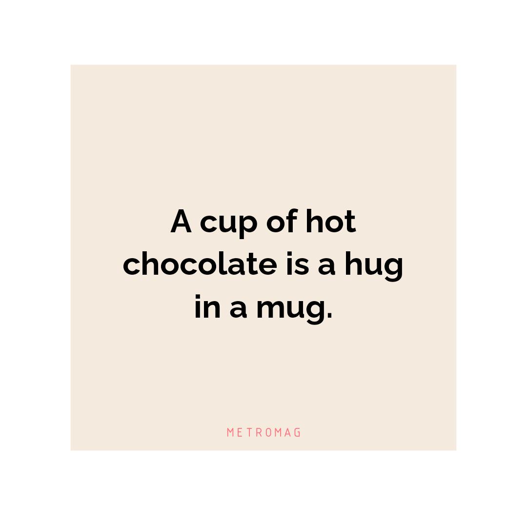 A cup of hot chocolate is a hug in a mug.