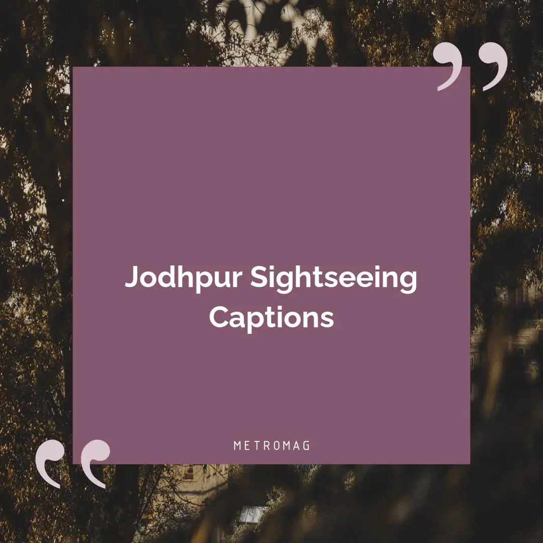 Jodhpur Sightseeing Captions