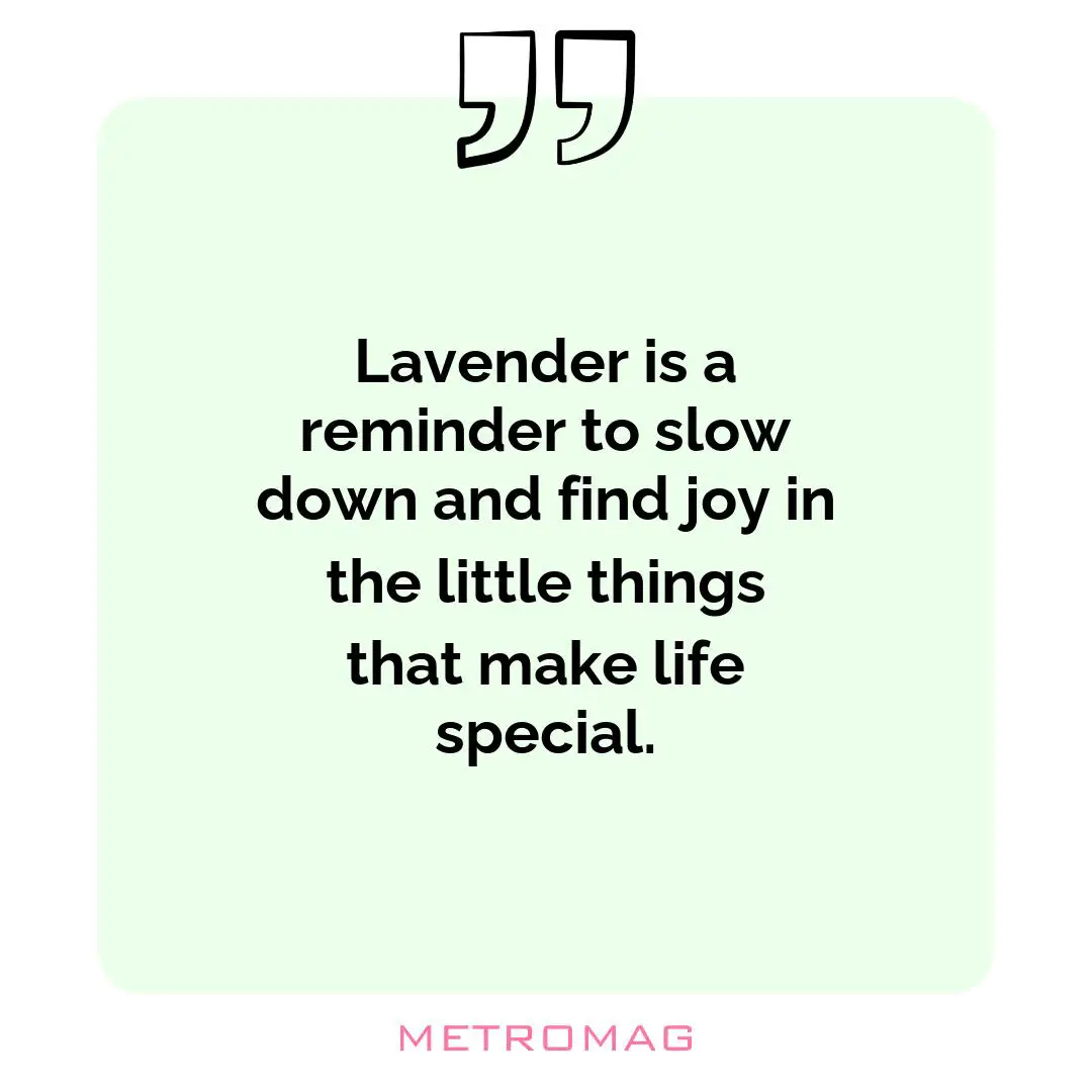 Lavender is a reminder to slow down and find joy in the little things that make life special.