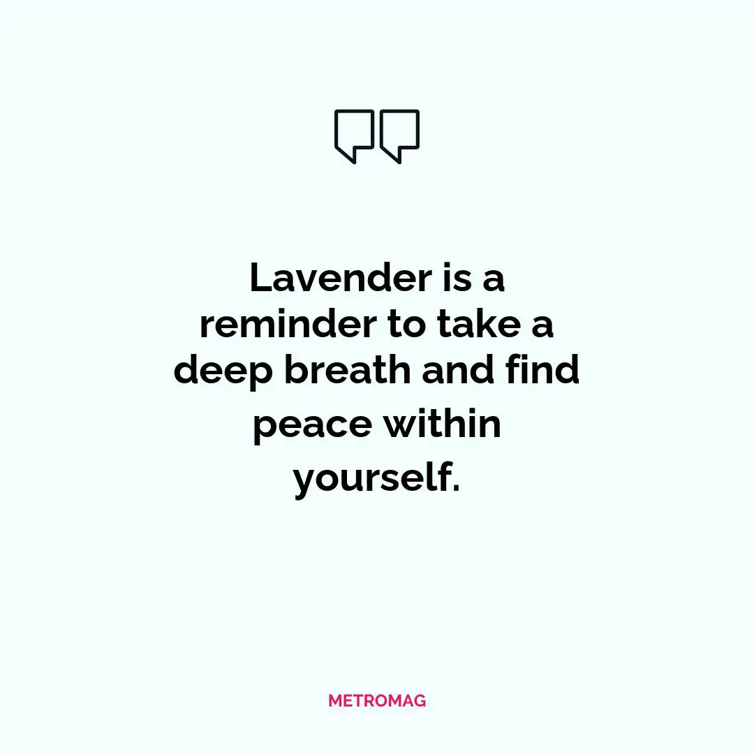 Lavender is a reminder to take a deep breath and find peace within yourself.