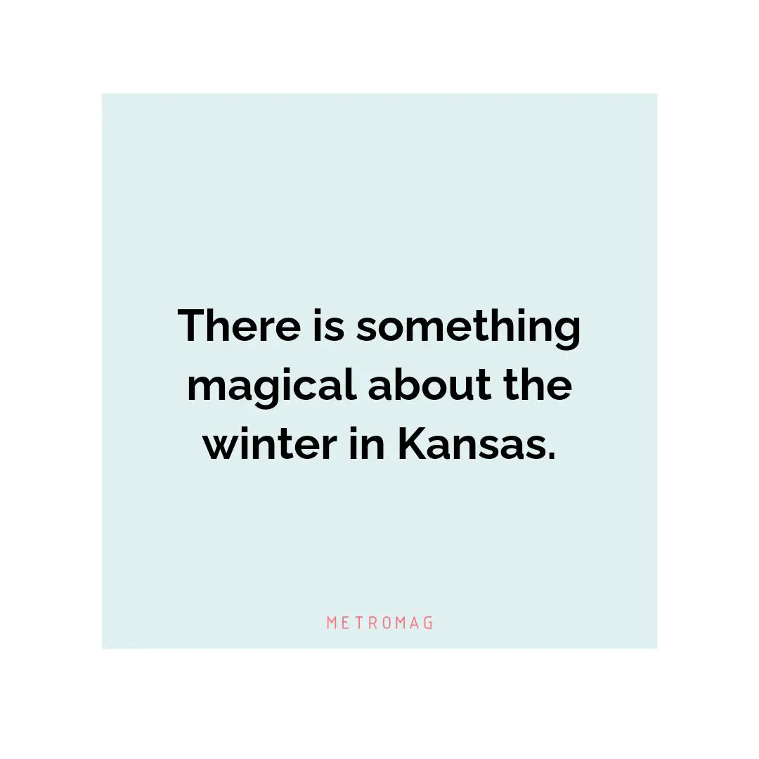 There is something magical about the winter in Kansas.