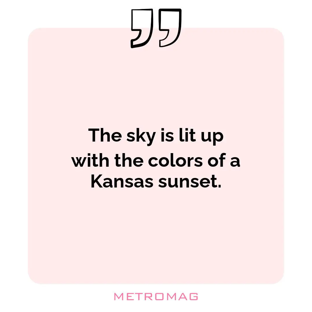 The sky is lit up with the colors of a Kansas sunset.