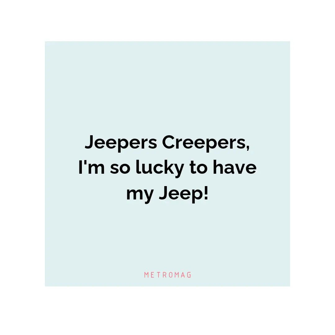 Jeepers Creepers, I'm so lucky to have my Jeep!