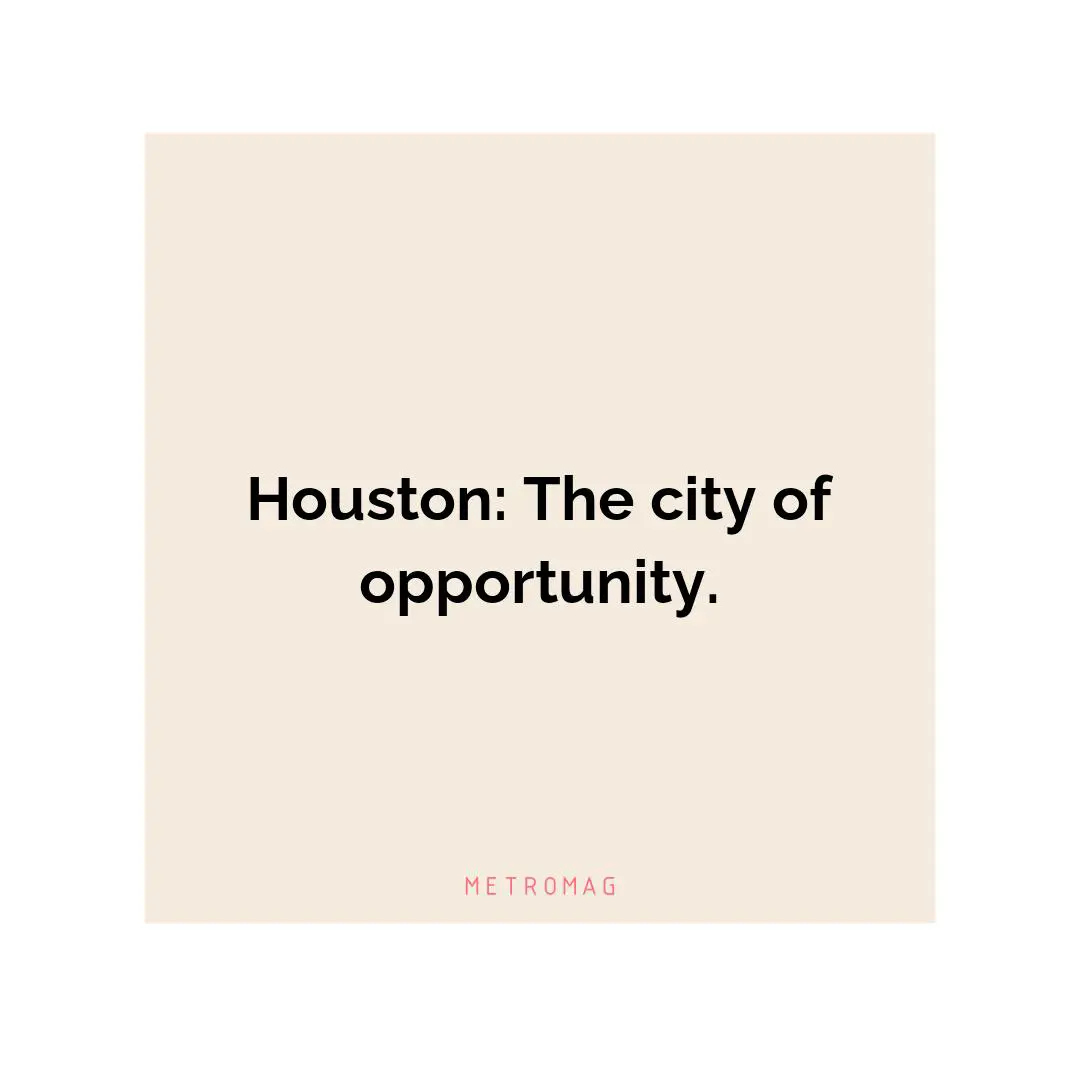 Houston: The city of opportunity.