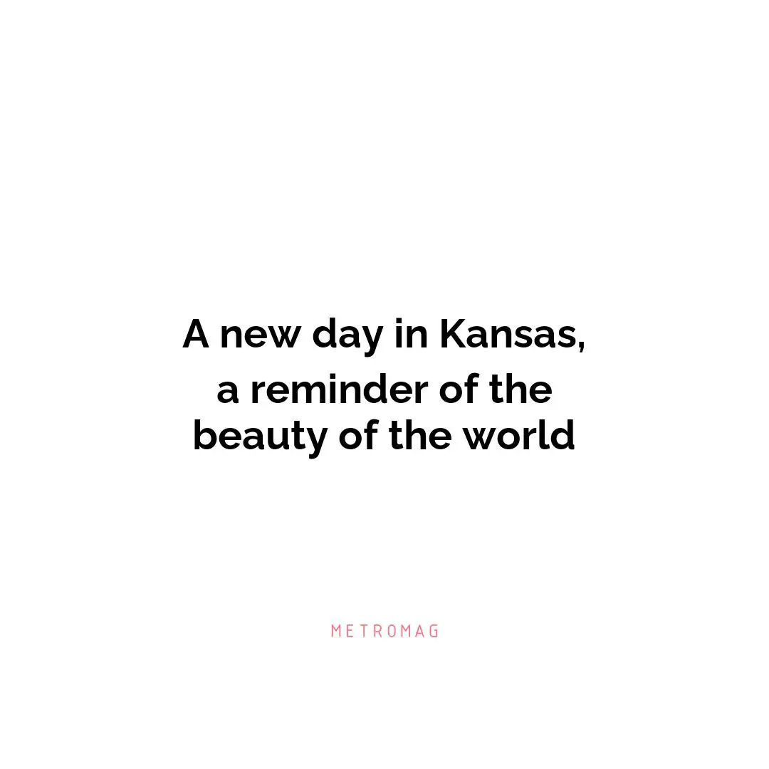 A new day in Kansas, a reminder of the beauty of the world