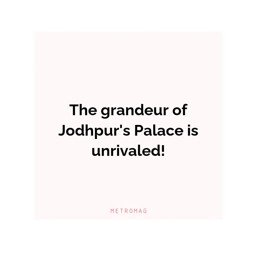 The grandeur of Jodhpur's Palace is unrivaled!