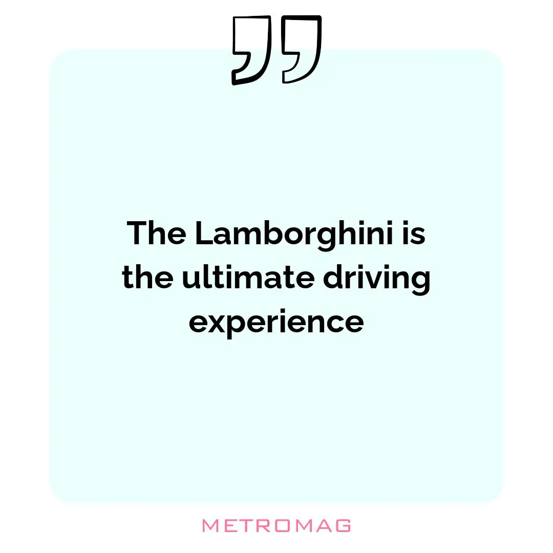 The Lamborghini is the ultimate driving experience