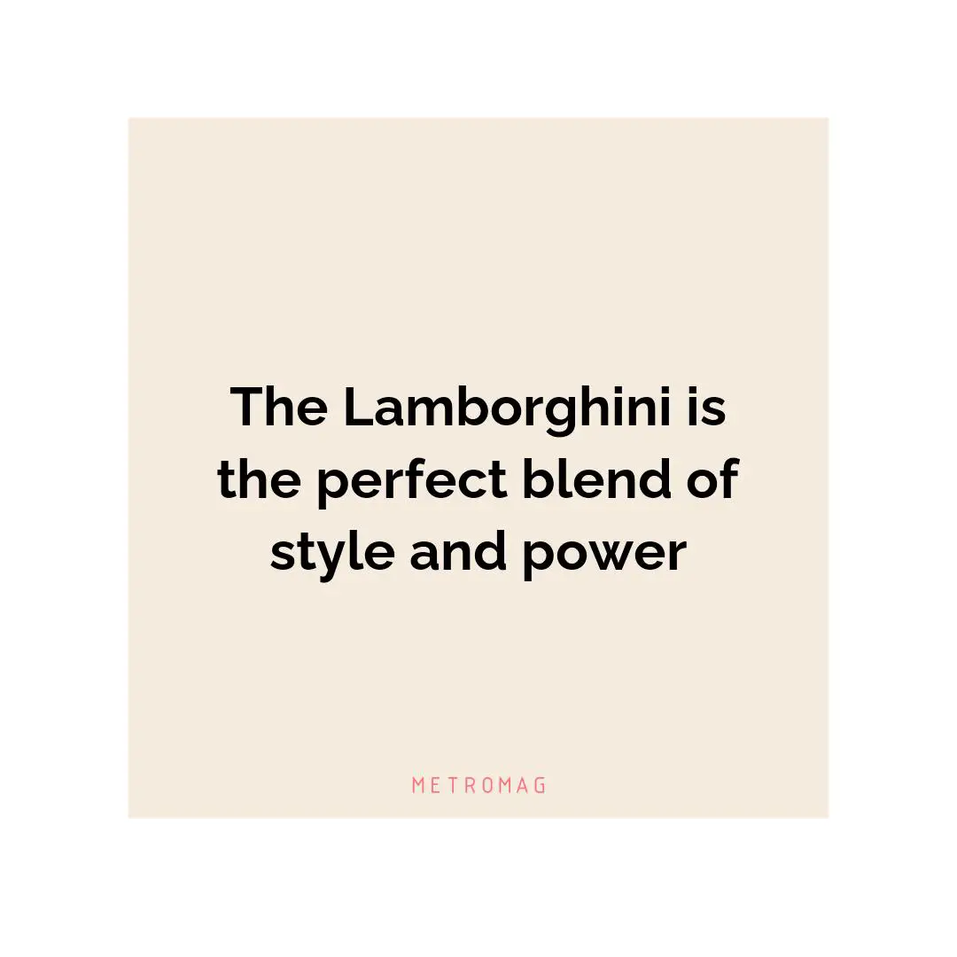 The Lamborghini is the perfect blend of style and power