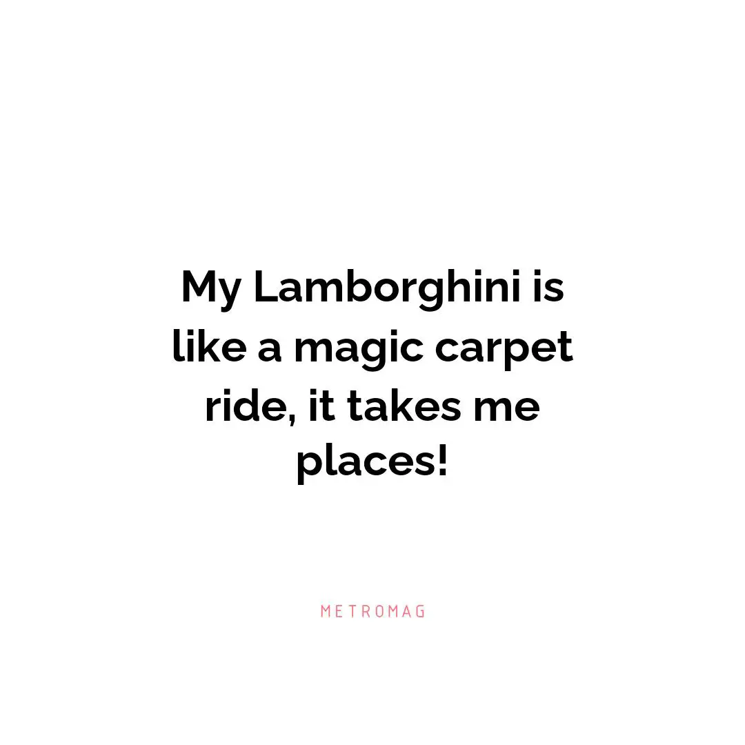 My Lamborghini is like a magic carpet ride, it takes me places!