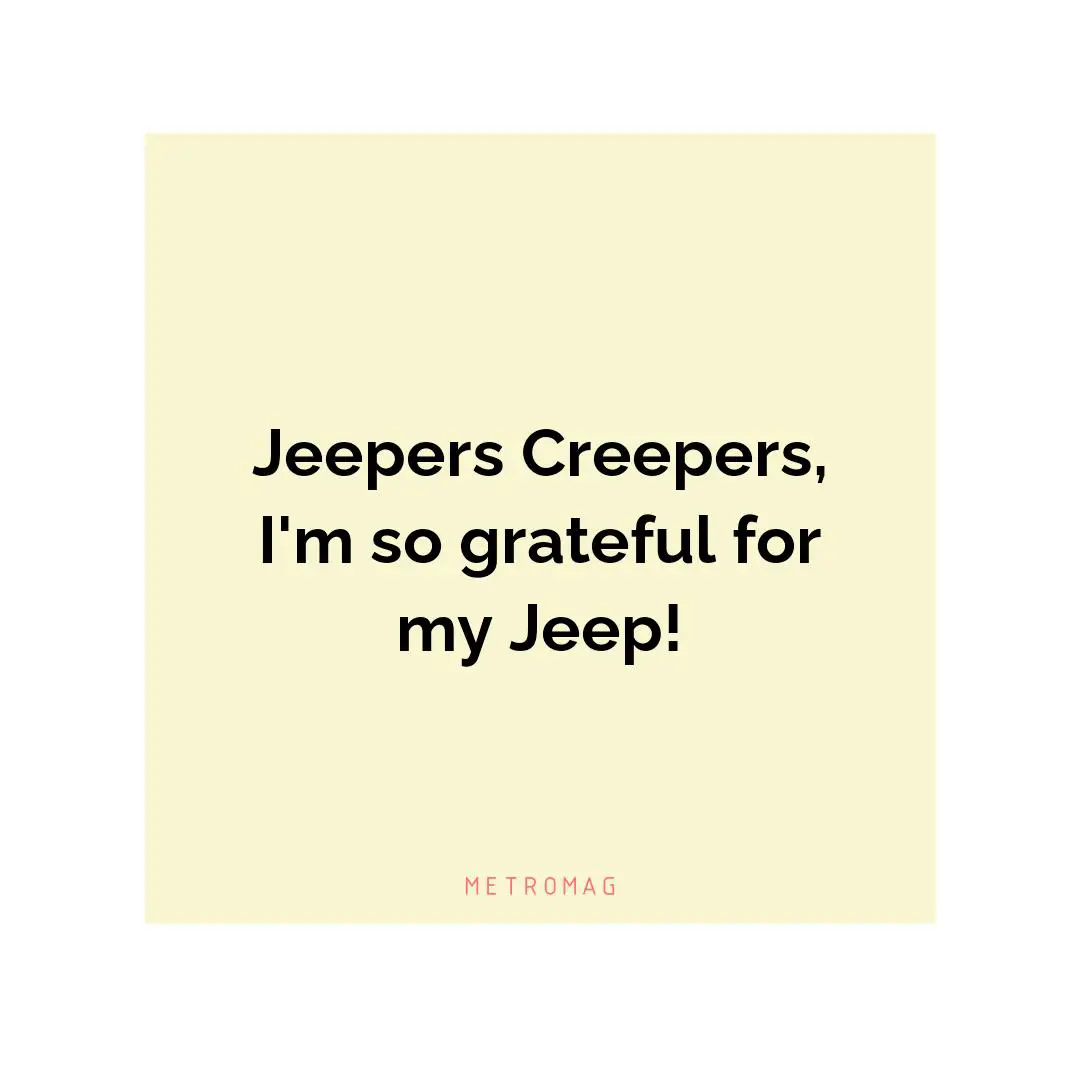 Jeepers Creepers, I'm so grateful for my Jeep!