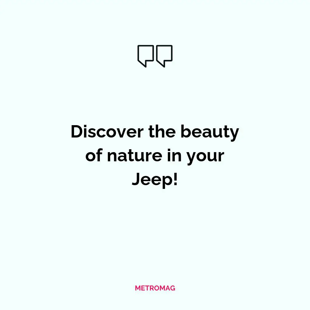 Discover the beauty of nature in your Jeep!