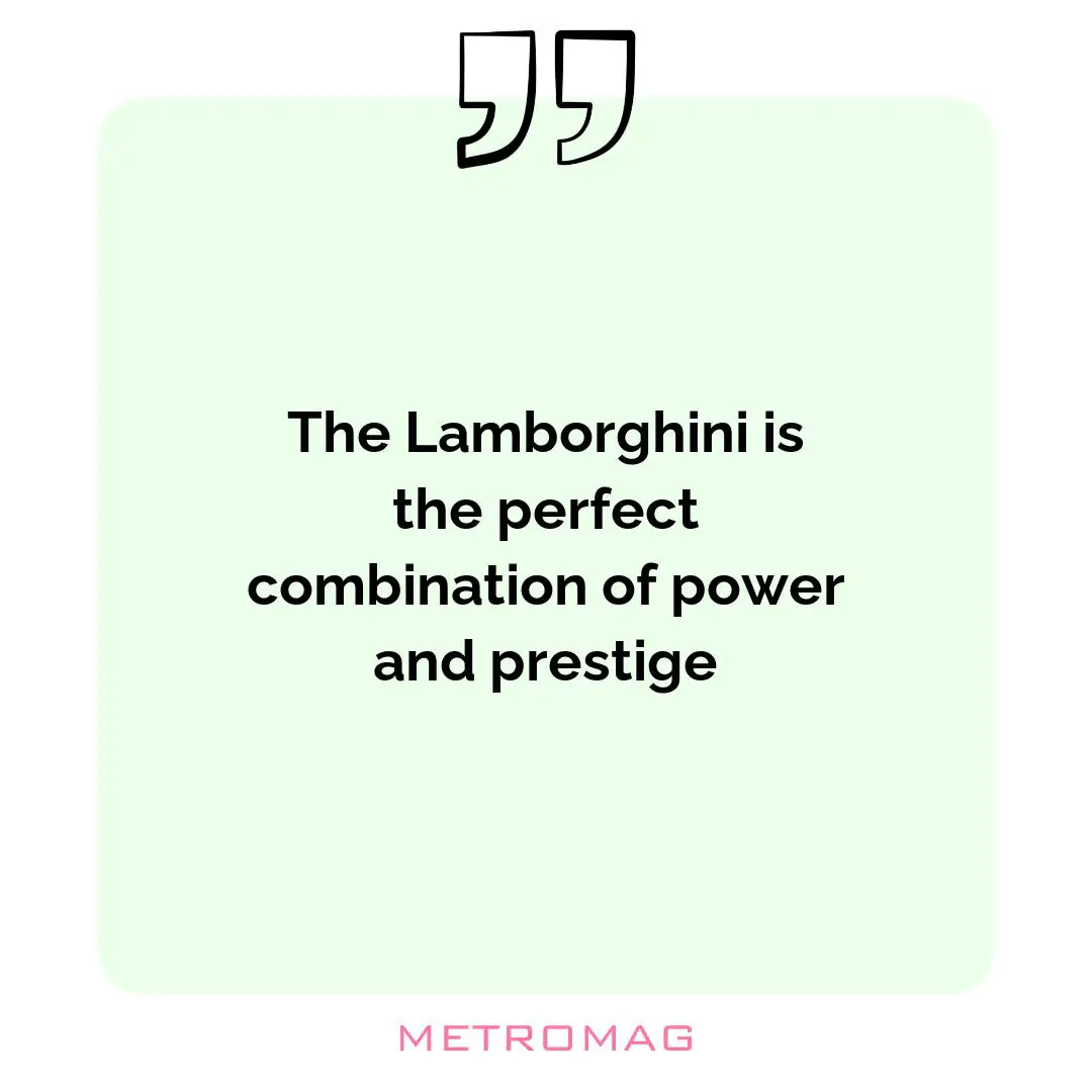 The Lamborghini is the perfect combination of power and prestige