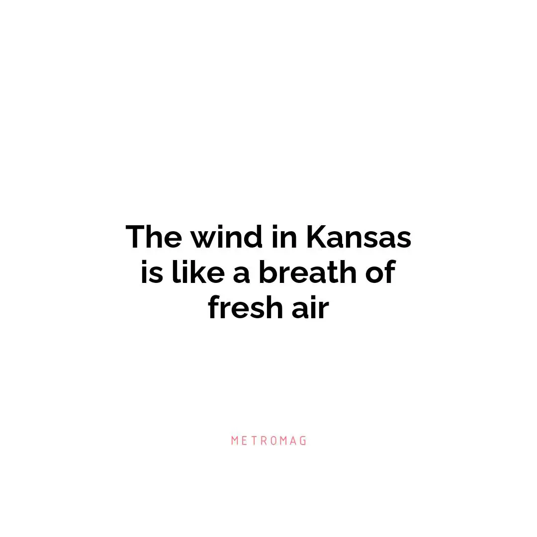 The wind in Kansas is like a breath of fresh air