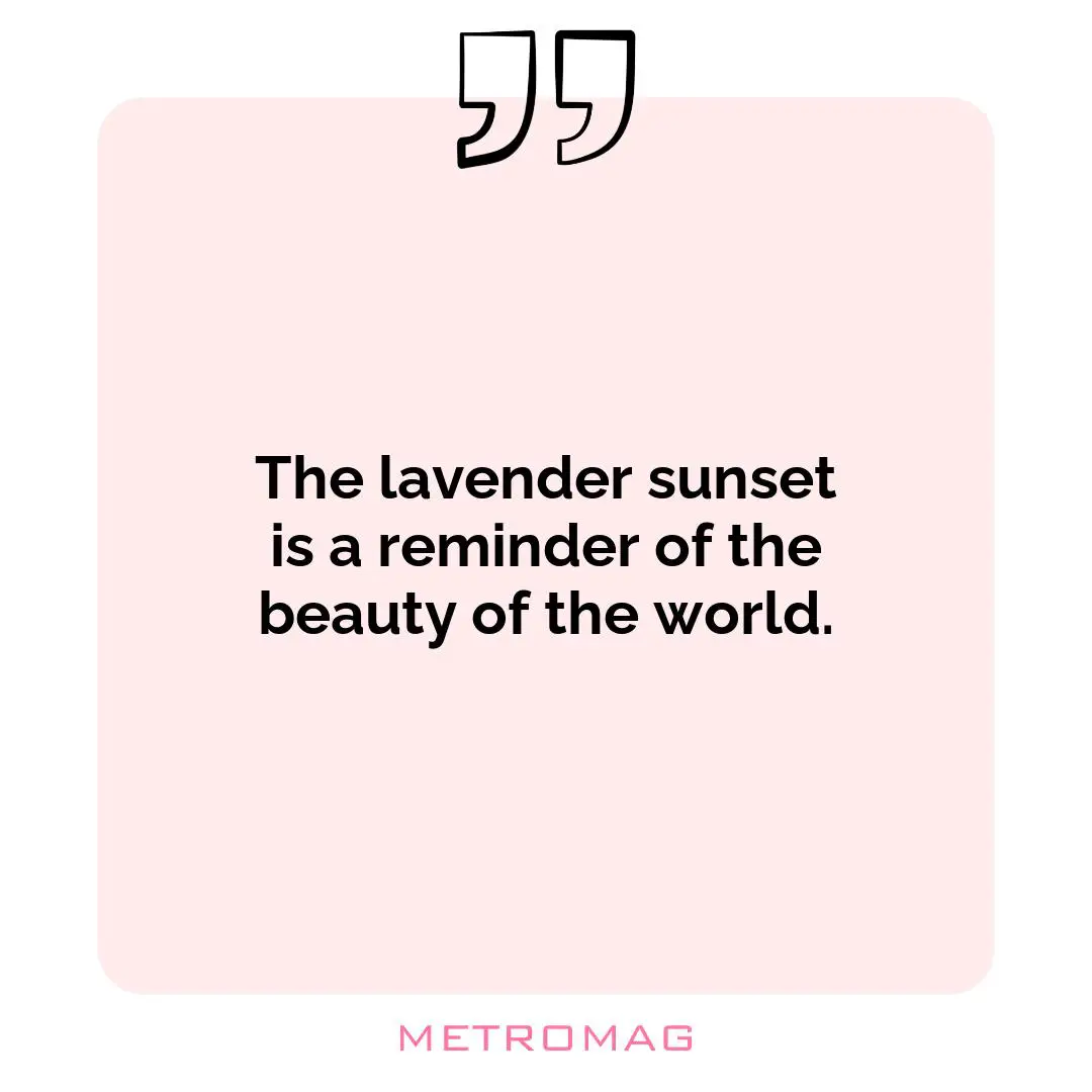 The lavender sunset is a reminder of the beauty of the world.