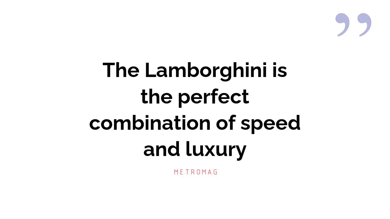 The Lamborghini is the perfect combination of speed and luxury