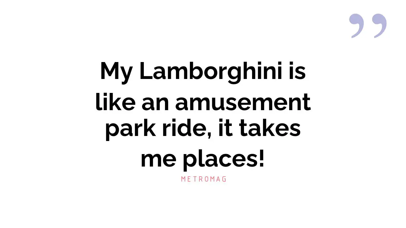 My Lamborghini is like an amusement park ride, it takes me places!