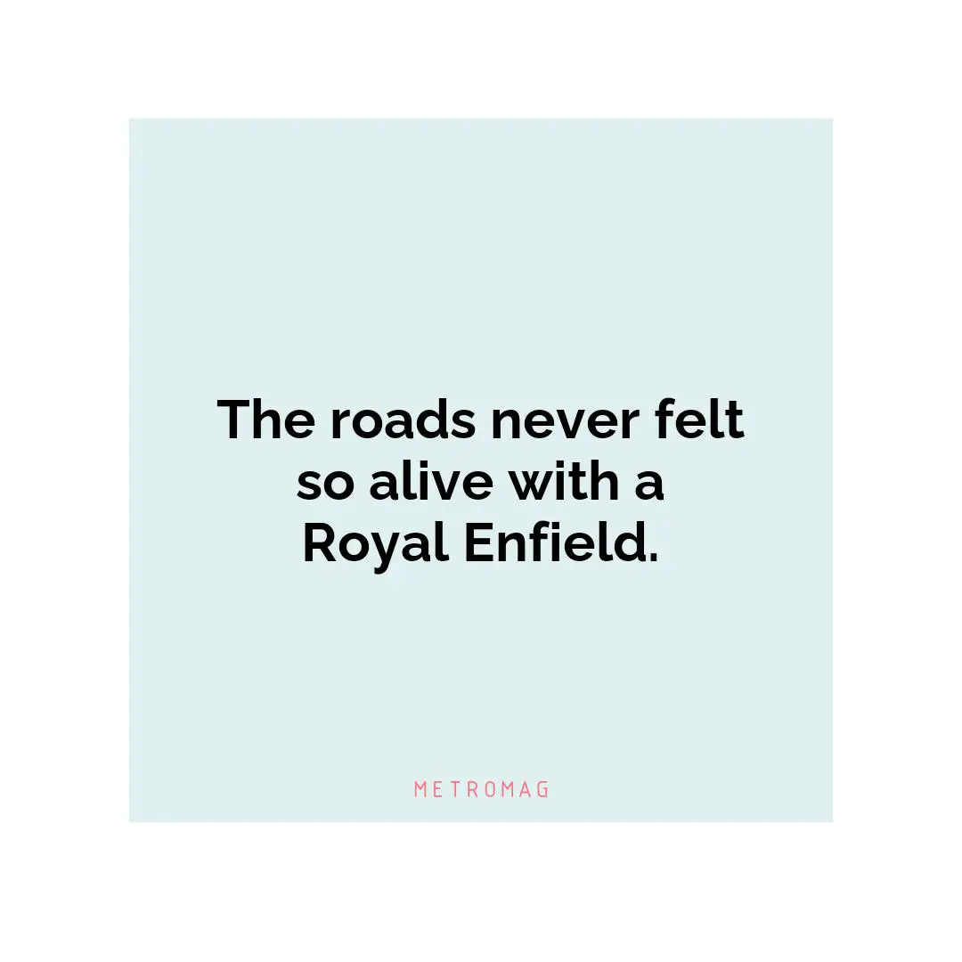 The roads never felt so alive with a Royal Enfield.