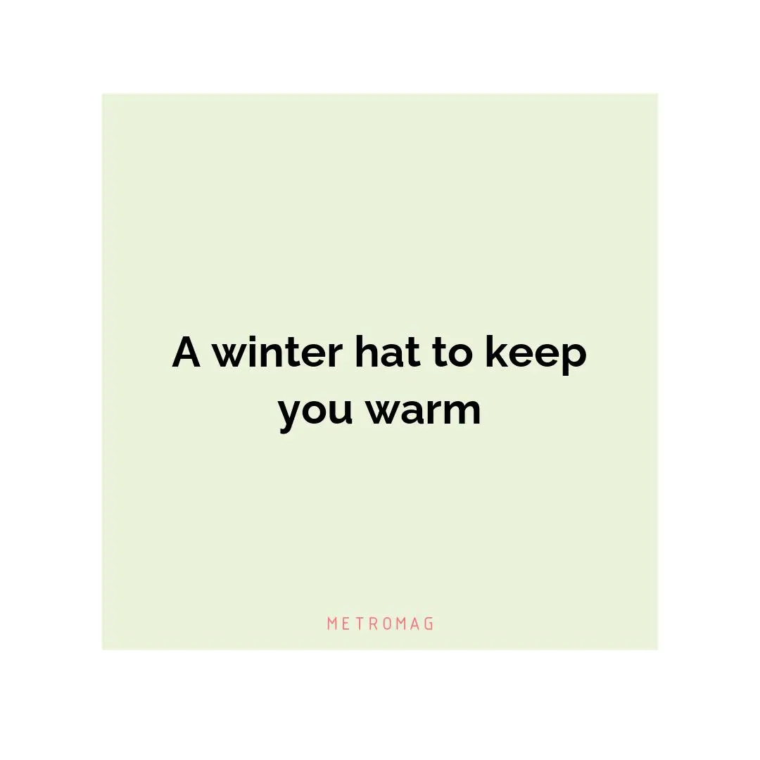 A winter hat to keep you warm