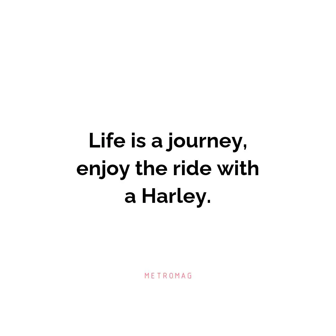 Life is a journey, enjoy the ride with a Harley.