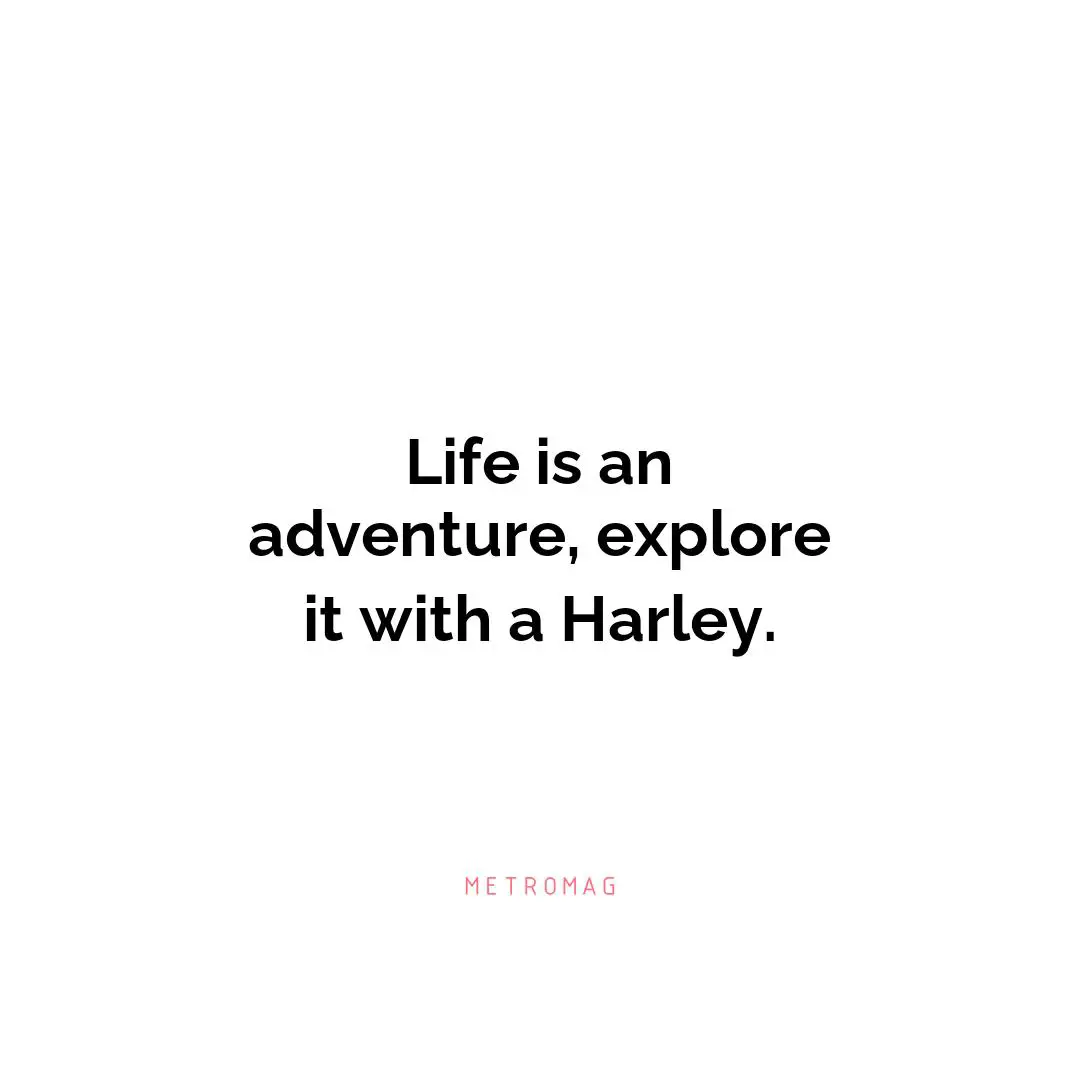 Life is an adventure, explore it with a Harley.