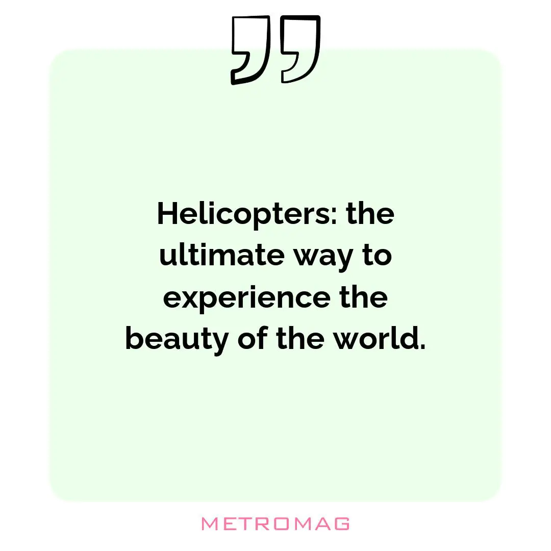 Helicopters: the ultimate way to experience the beauty of the world.