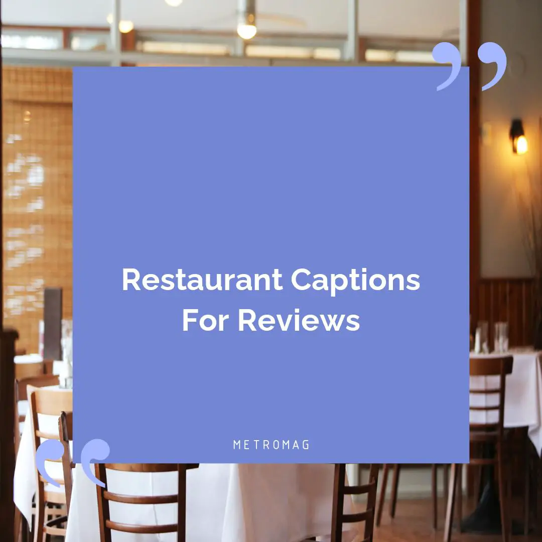 Restaurant Captions For Reviews