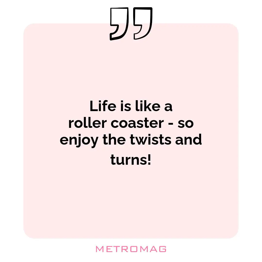 Life is like a roller coaster - so enjoy the twists and turns!