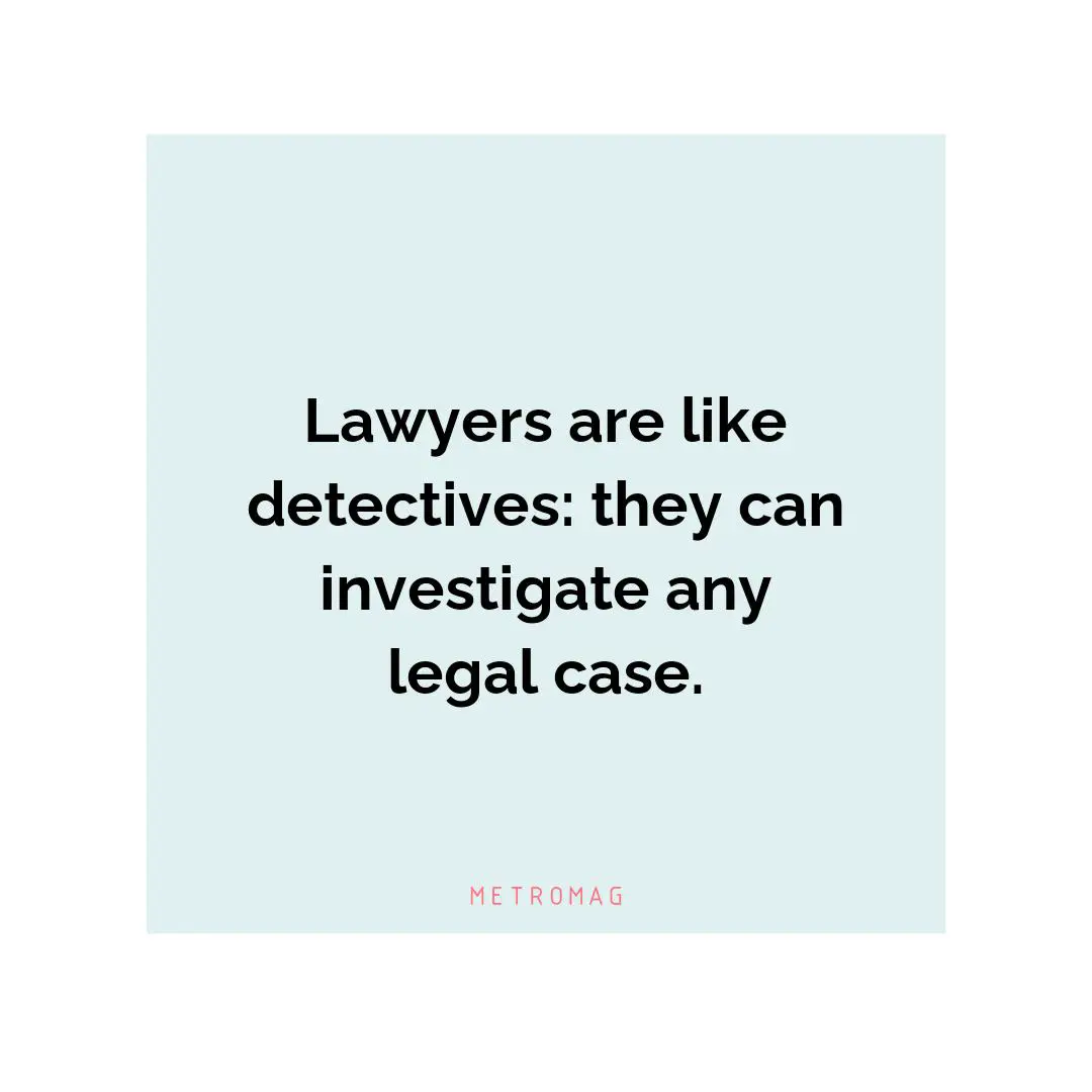 Lawyers are like detectives: they can investigate any legal case.