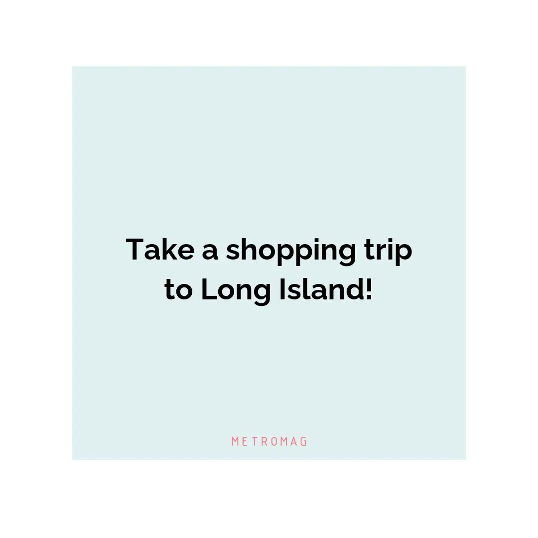 Take a shopping trip to Long Island!
