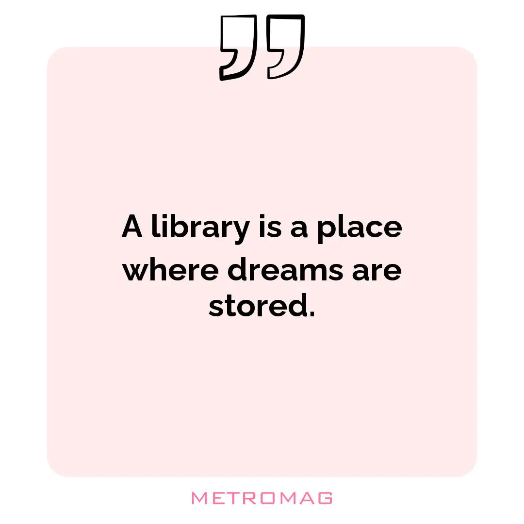 A library is a place where dreams are stored.