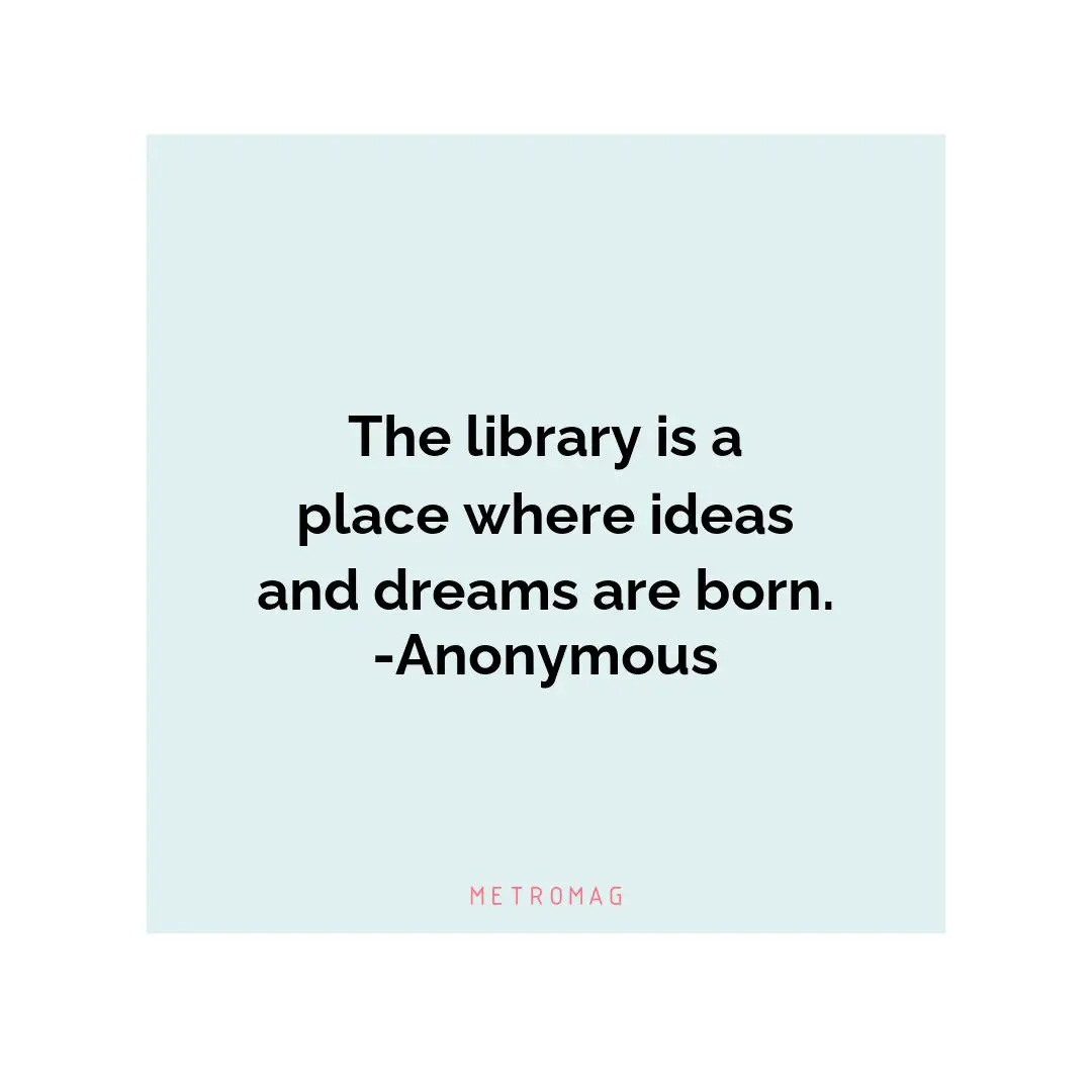 The library is a place where ideas and dreams are born. -Anonymous