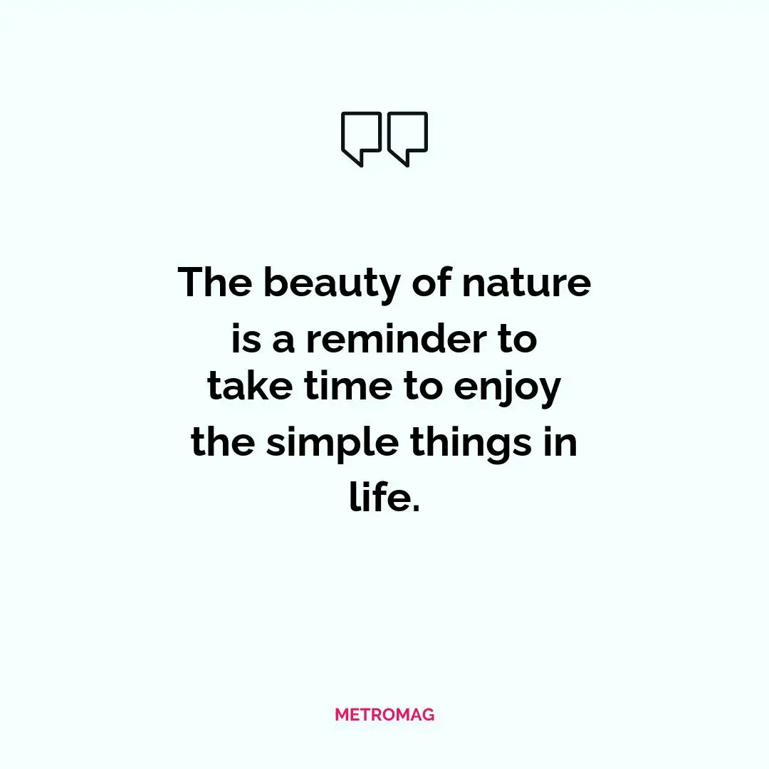The beauty of nature is a reminder to take time to enjoy the simple things in life.